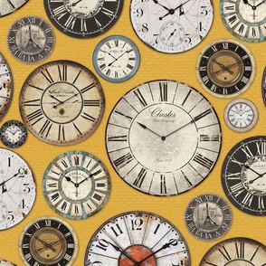 Vintage Clocks mustard yellow