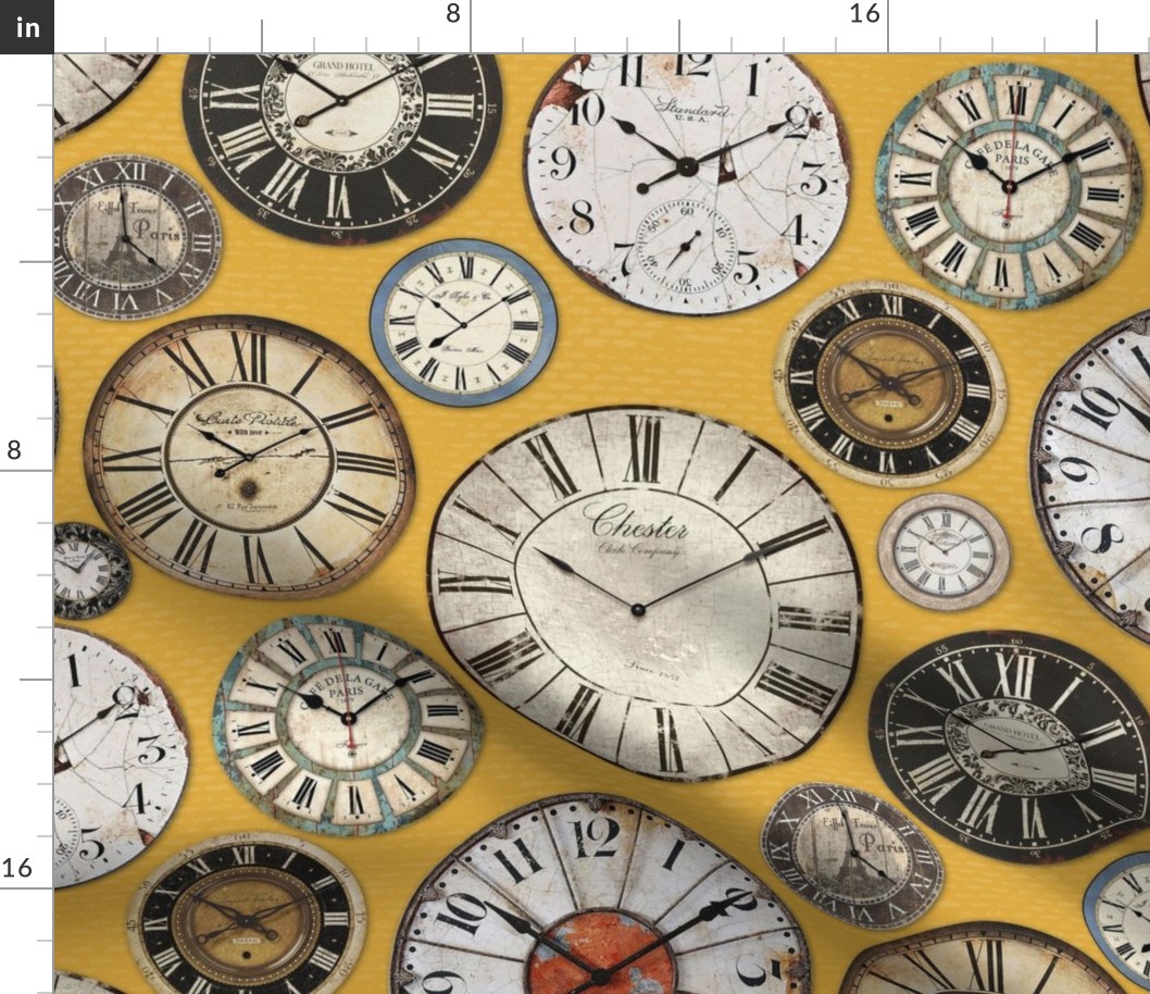 Vintage Clocks mustard yellow