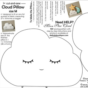 Cloud Pillow Medium Size cut and sew white black