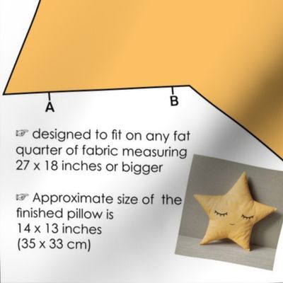 Star Pillow Medium Size cut and sew yellow black
