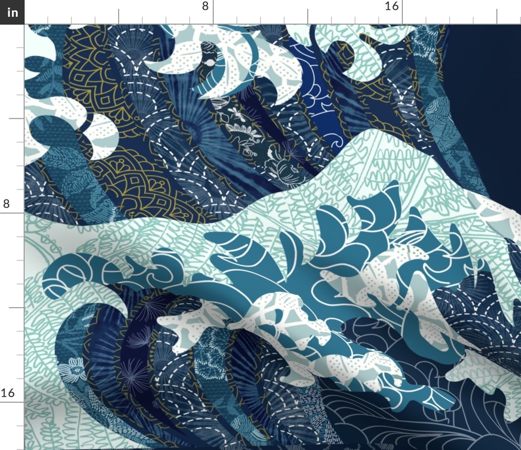 Wave Of Kanagawa Cheater Quilt Fabric Spoonflower