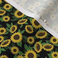 SMALL - sunflowers fabric - sunflower floral, floral fabric, fall floral, autumn floral - black