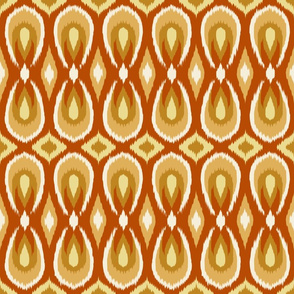 teardrop ikat in rust, apricot and yellows