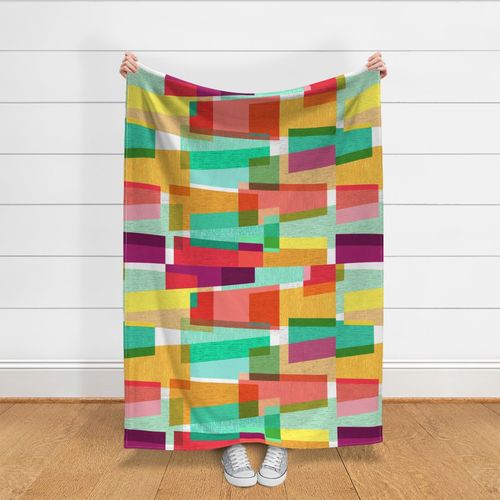 Modern Geometric Cheater Quilt - overlapping bright color