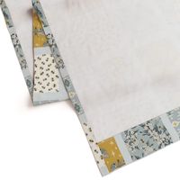 Bees, Lemons, & Moths - Cheater Quilt - Aqua Sashing