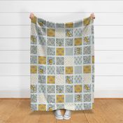 Bees, Lemons, & Moths - Cheater Quilt - Aqua Sashing