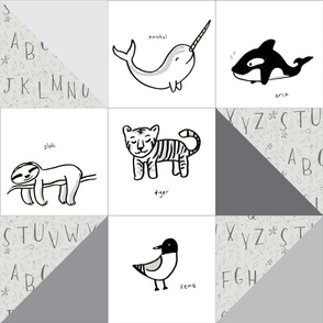 animal alphabet quilt grey-01
