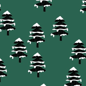 Woodland forest adventures snow winter wonderlands Christmas trees pine trees woods forest green black