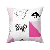 animal alphabet quilt pink