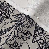 Lace Birds {Ink Black/Dove Grey} - medium scale