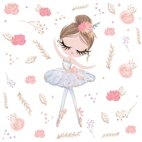 18x18" pink floral ballerina