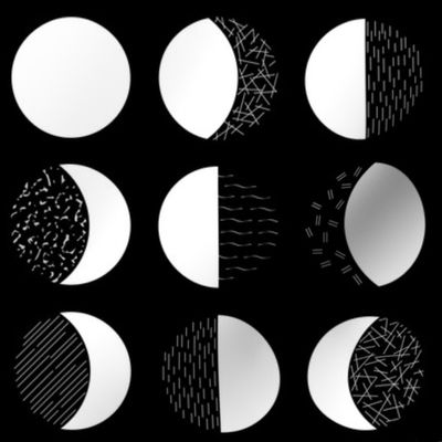 Moon Phases - Black and White