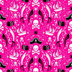 A Pirate's Life Damask (Hot Pink)