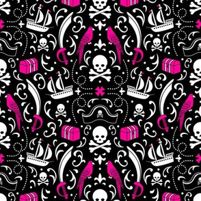 A Pirate's Life Damask (Hot Pink)