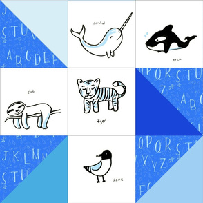 animal alphabet quilt dk blue