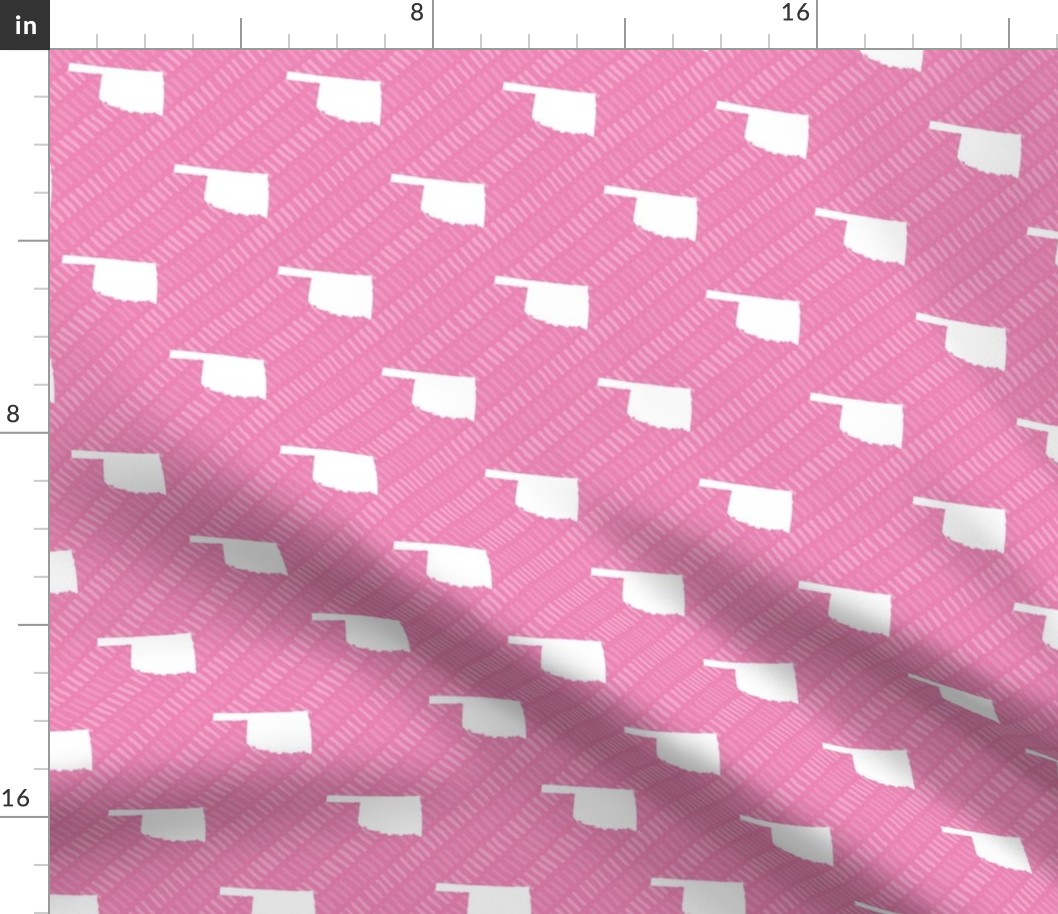 Oklahoma State Outline Stripe Pattern Pink and White