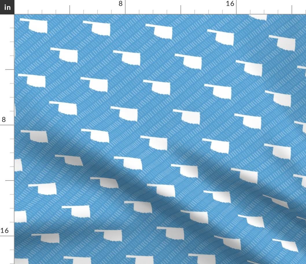Oklahoma State Outline Stripe Pattern Light Blue and White
