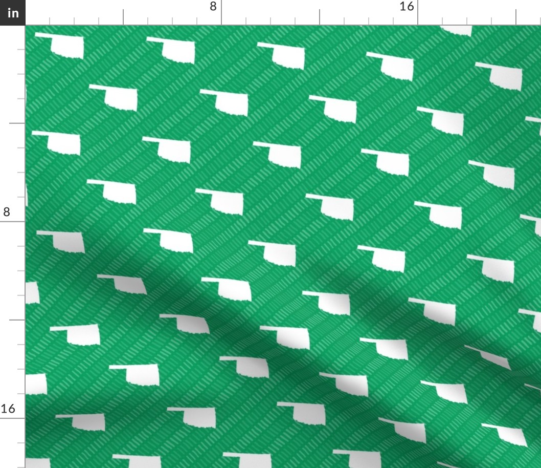 Oklahoma State Outline Stripe Pattern Green and White