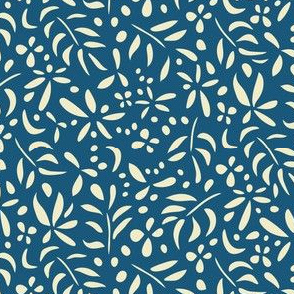 Damask Inspired: Cream on Blue [small scale]