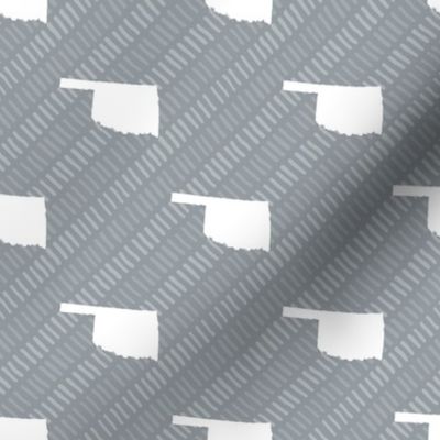 Oklahoma State Outline Stripe Pattern Grey and White