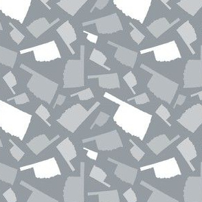 Oklahoma State Shape Pattern Grey and White