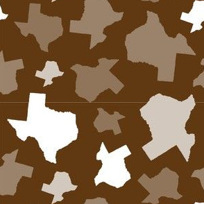 Texas State Outline Shape Pattern Brown and White