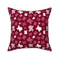 Texas State Outline Shape Pattern Garnet and White