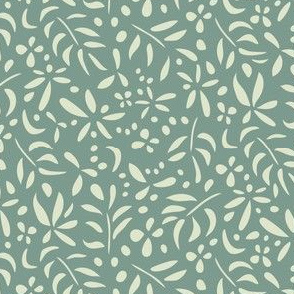 Damask Inspired: Lt. Green on  Dark Green - small scale