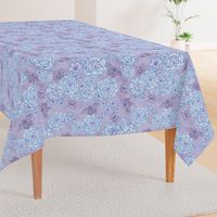 Roses and butterflies, blue violet, large