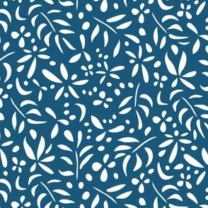 Damask Inspired: White on Blue [small scale]