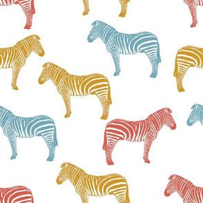 Zebra (red, blue & mustard)