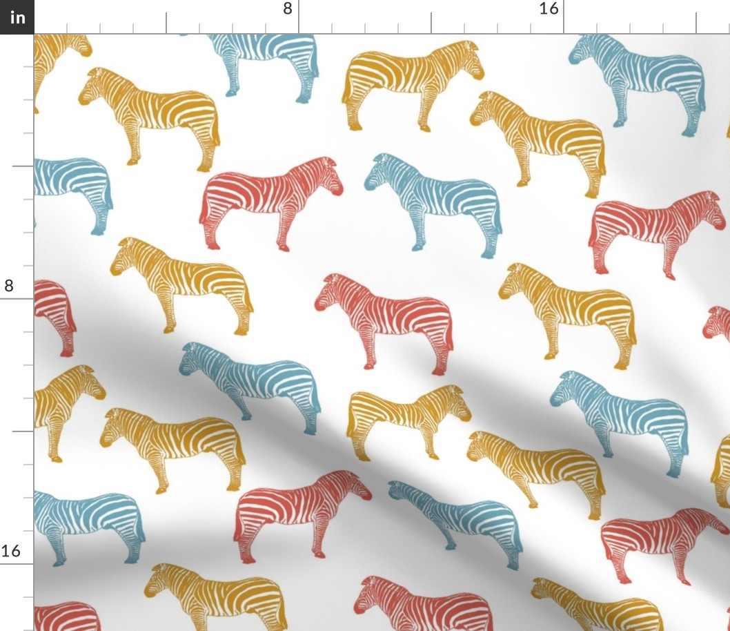 Zebra (red, blue & mustard)