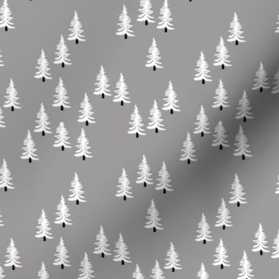 Sweet minimal style pine tree forest scandinavian woodland mountain theme Christmas gray black