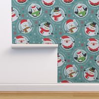 FS Festive Cheer Unleashed: Christmas Design with Santa, Penguin, and Snowman Delight  