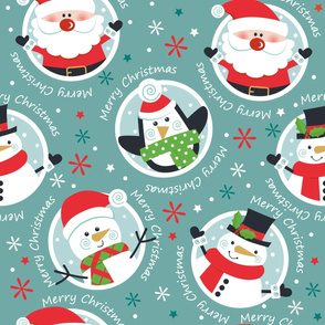 FS Festive Cheer Unleashed: Christmas Design with Santa, Penguin, and Snowman Delight  