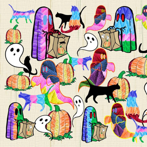 Halloween Otomi Quilt Panel