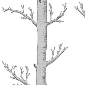Grey Linen Trees on White // XL