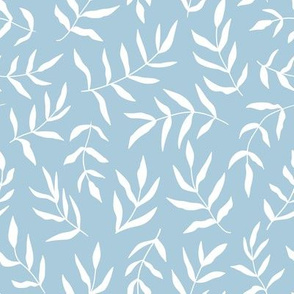 Elegant leaves on blue