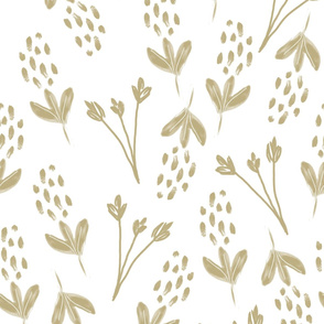 Buds and Blossoms Neutral Greyed Taupe on White