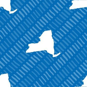 New York State Outline Stripe Pattern Blue and White