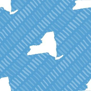 New York State Outline Stripe Pattern Light Blue and White