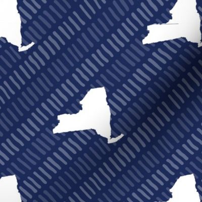 New York State Outline Stripe Pattern Dark Blue and White