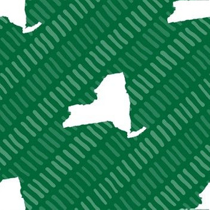 New York State Outline Stripe Pattern Dark Green and White