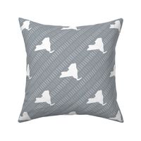 New York State Outline Stripe Pattern Grey and White