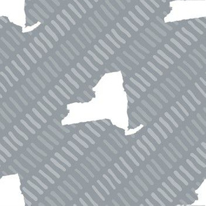 New York State Outline Stripe Pattern Grey and White