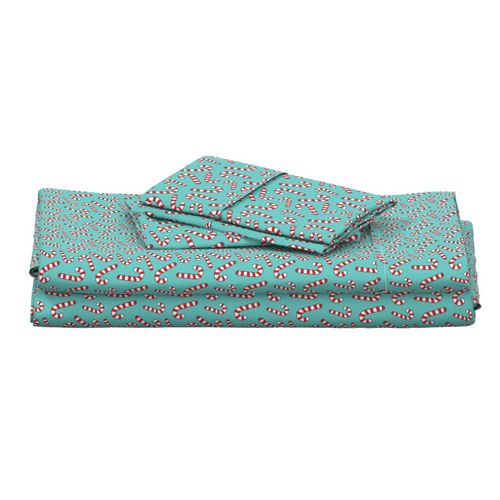 Christmas Candy Cane Cute Holiday Pattern Aqua Blue