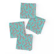 Christmas Candy Cane Cute Holiday Pattern Aqua Blue