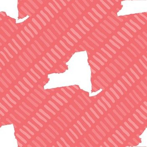 New York State Outline Stripe Pattern Coral and White