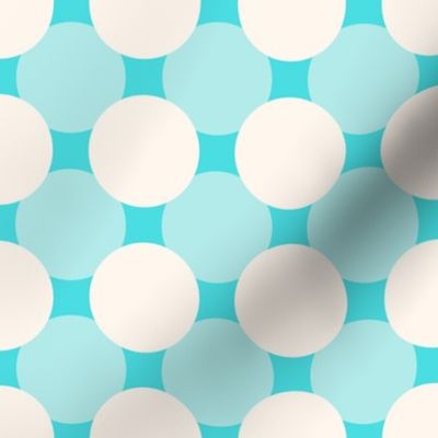 White circles over turquoise