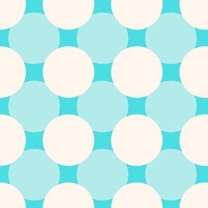 White circles over turquoise